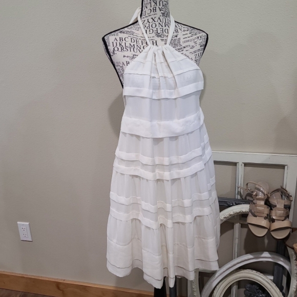 H&M Consious Collection Women SZ 2 White tiered halter dress vacation graduation - Picture 5 of 8